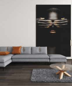 ALIVA 1262 vrouw zwart goud canvas schilderij b