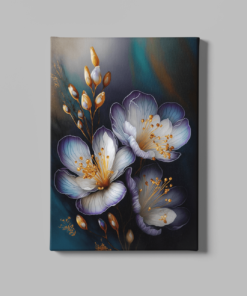 Bloemen Wit Paars Canvas Schilderij