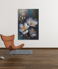 ALIVA 1268 bloemen wit paars canvas schilderij b