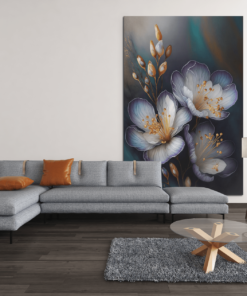 ALIVA 1268 bloemen wit paars canvas schilderij c