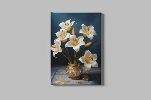 ALIVA 1274 bloemen in gouden vaas canvas schilderij