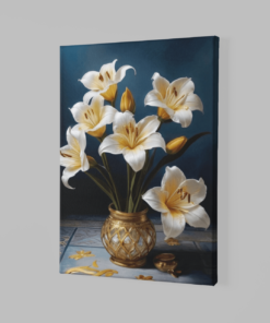 Alternative view of Bloemen in gouden vaas Canvas Schilderij