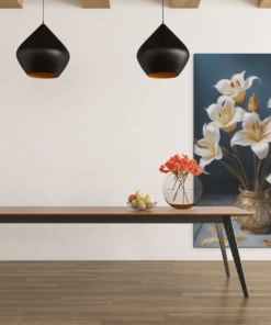Bloemen in gouden vaas Canvas Schilderij - Afbeelding 5