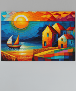 Kleurrijke Dorp Canvas Schilderij