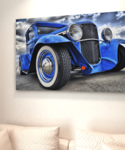 ALIVA 1289 oldtimer blauwe auto canvas schilderij b