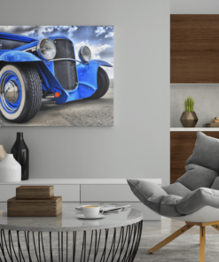 ALIVA 1289 oldtimer blauwe auto canvas schilderij c