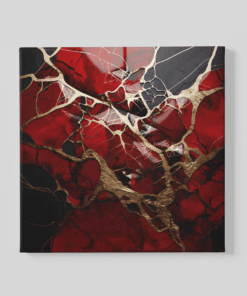 Marmer Rood Goud Canvas Schilderij  