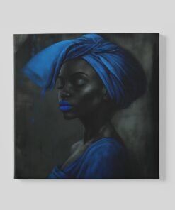 Vrouw in Blauw Canvas Schilderij