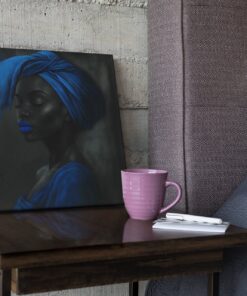 OEFE 1176 canvas schilderij vrouw in blauw b