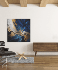 OEFE 1178 abstract blauw goud canvas schilderij b