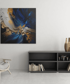 OEFE 1178 abstract blauw goud canvas schilderij c