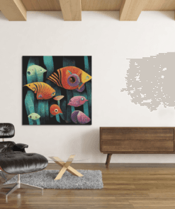 OEFE 1181 abstracte vissen canvas schilderij c