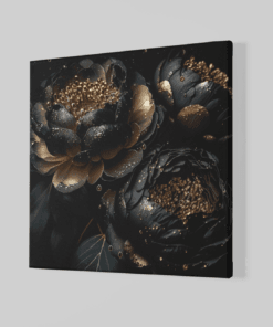 Alternative view of Zwarte Bloemen Canvas Schilderij