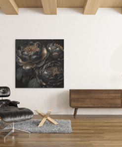 OEFE 1182 zwarte bloemen canvas schilderij c