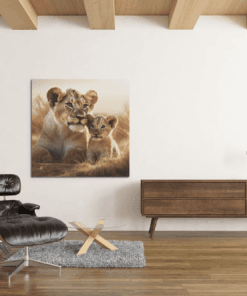 OEFE 1183 moeder leeuwin met welp canvas schilderij c