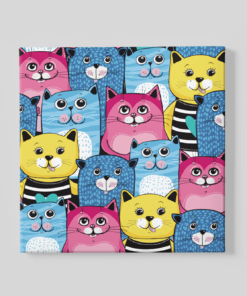 Kleurrijke Katten Canvas Schilderij