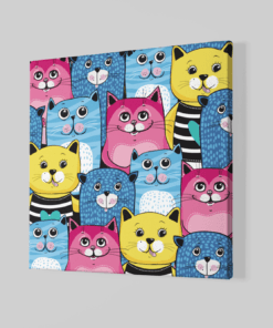 Alternative view of Kleurrijke Katten Canvas Schilderij