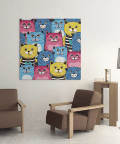 Kleurrijke Katten Canvas Schilderij - Afbeelding 4