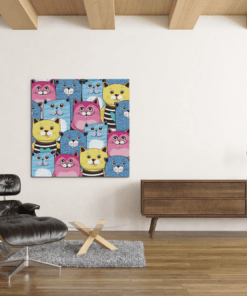 Kleurrijke Katten Canvas Schilderij - Afbeelding 3