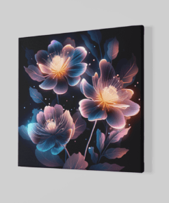 Alternative view of Neon Bloemen Canvas Schilderij