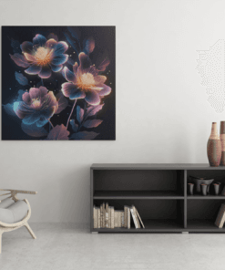 Neon Bloemen Canvas Schilderij - Afbeelding 3