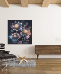 Neon Bloemen Canvas Schilderij - Afbeelding 4
