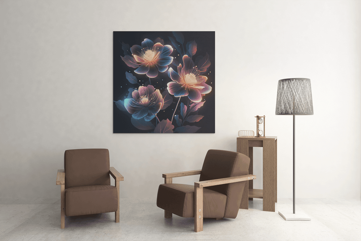OEFE 1186 neon bloemen canvas schilderij d