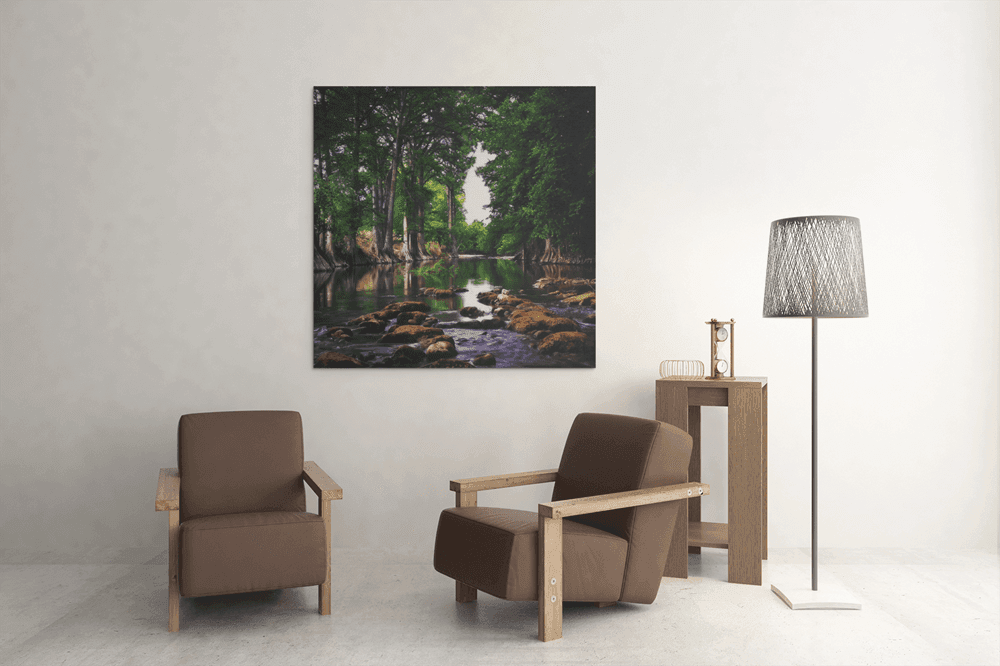 OEFE 1189 stroom in het bos Landschap canvas schilderij d