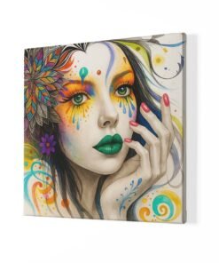 OEFE 1191 vrouw kleurrijk canvas schilderij a