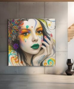 OEFE 1191 vrouw kleurrijk canvas schilderij c