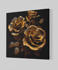 Alternative view of Gouden Rozen Canvas Schilderij