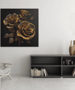 OEFE 1192 gouden rozen canvas schilderij b min