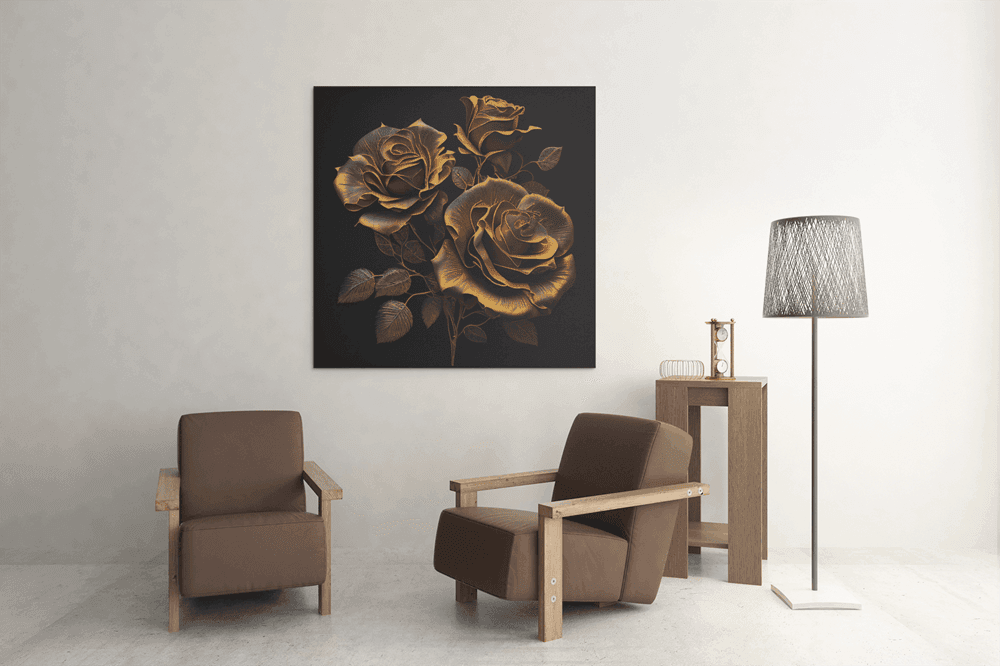 OEFE 1192 gouden rozen canvas schilderij d min