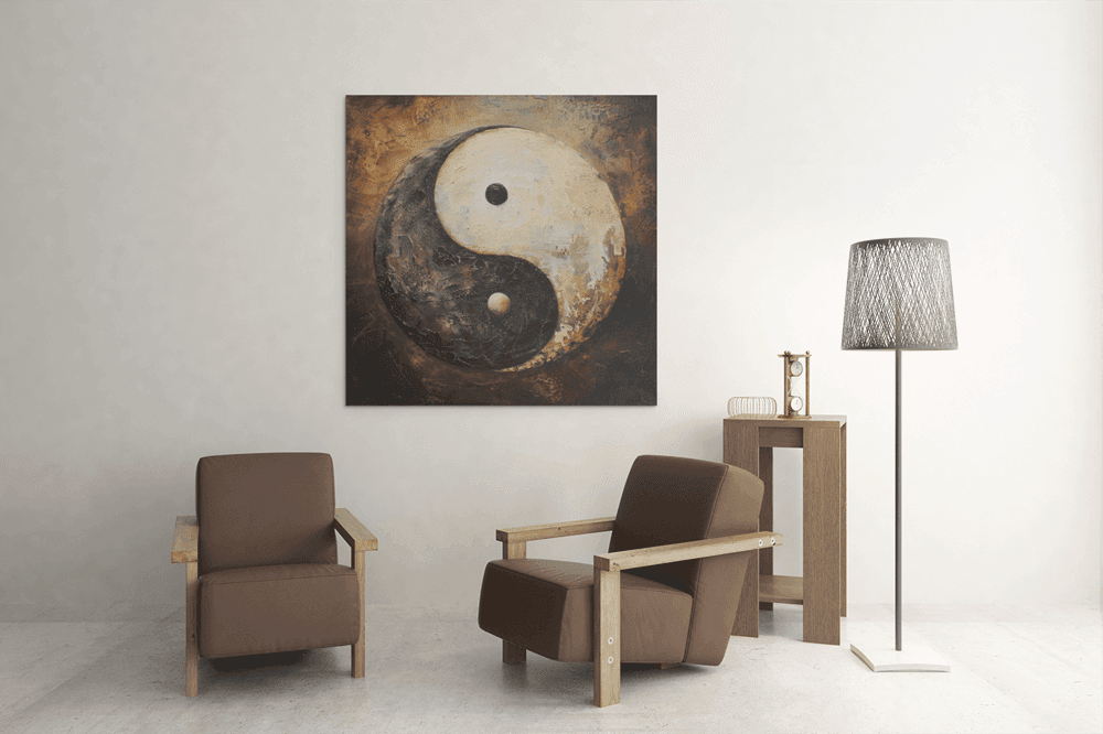 OEFE 1195 yin en yang vierkant canvas schilderij d min