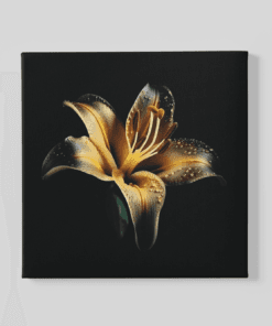 Lelie Geel Zwart Canvas Schilderij