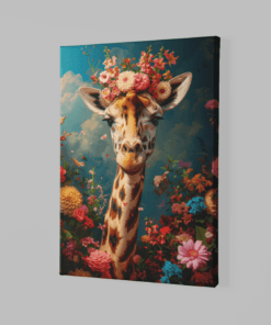 ALIVA 1296 giraffe met bloemen canvas schilderij rechthoek