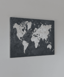 ALIVA 1298 wereldkaart grijs canvas schilderij rechthoek a