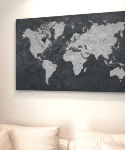 ALIVA 1298 wereldkaart grijs canvas schilderij rechthoek b