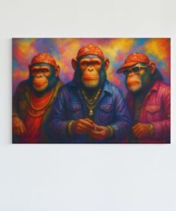 3 Coole Apen Canvas Schilderij