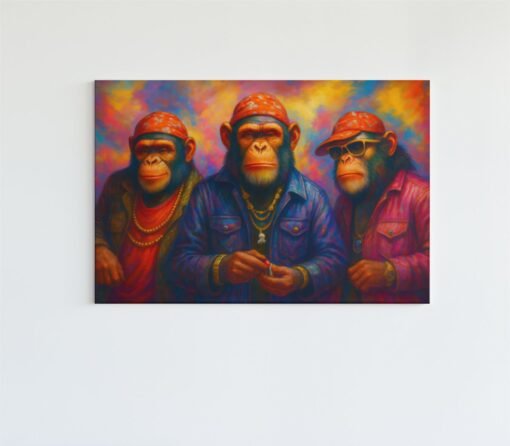 3 Coole Apen Canvas Schilderij