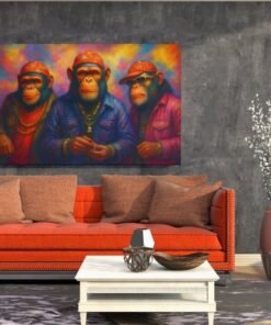 3 Coole Apen Canvas Schilderij - Afbeelding 4
