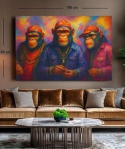 3 Coole Apen Canvas Schilderij - Afbeelding 5