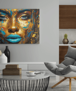 ALIVA 1325 vrouw met gouden gezicht canvas schilderij b min