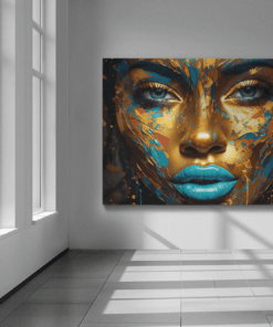 ALIVA 1325 vrouw met gouden gezicht canvas schilderij d min