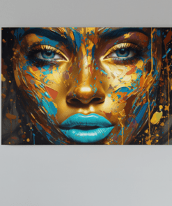 Vrouw met Gouden Gezicht Canvas Schilderij