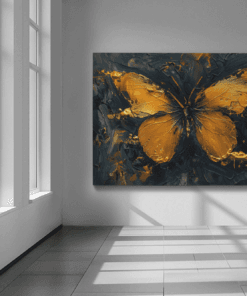 Gouden Vlinder Canvas Schilderij - Afbeelding 4