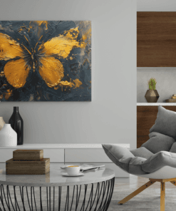 Gouden Vlinder Canvas Schilderij - Afbeelding 3