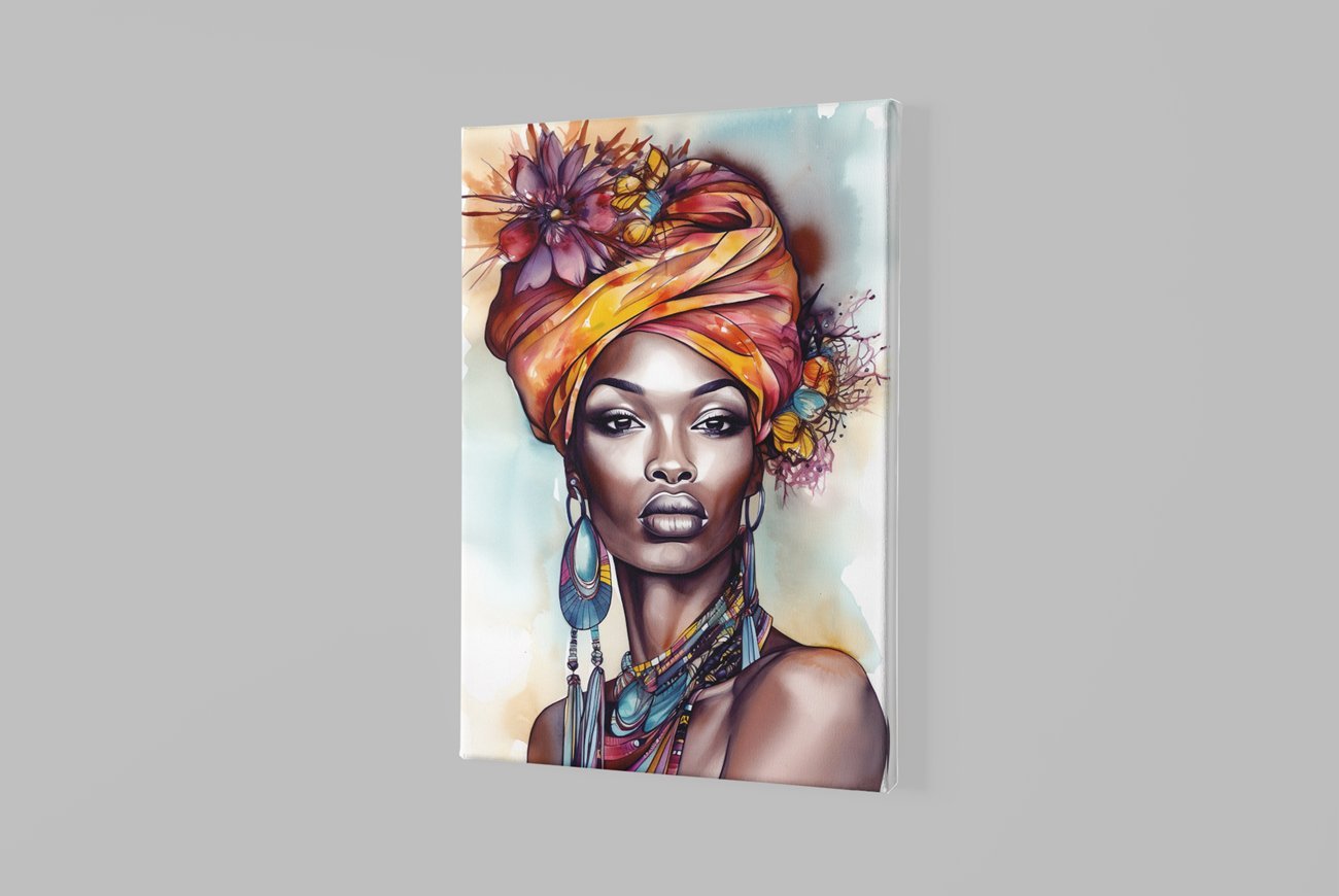 Vrouw Portret Kunst Canvas Schilderij - Afbeelding 2