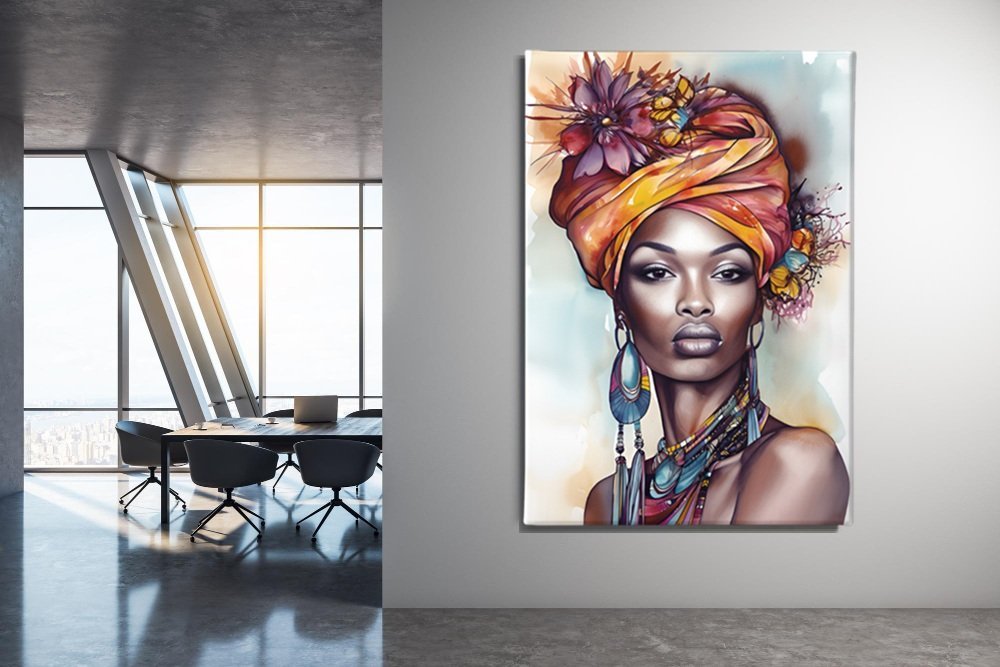Vrouw Portret Kunst Canvas Schilderij - Afbeelding 4