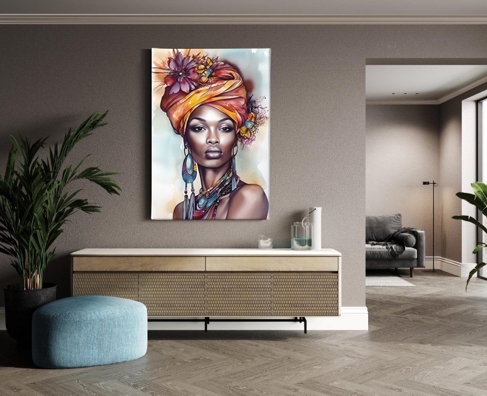 Vrouw Portret Kunst Canvas Schilderij - Afbeelding 3